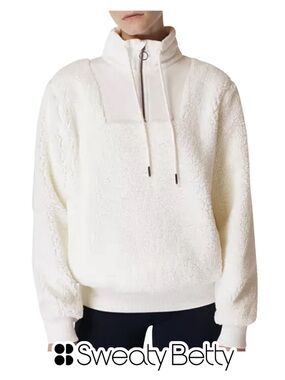 Sweaty Betty | Sherpa Half Zip Sweatshirt Lily White Pullover - Size 4